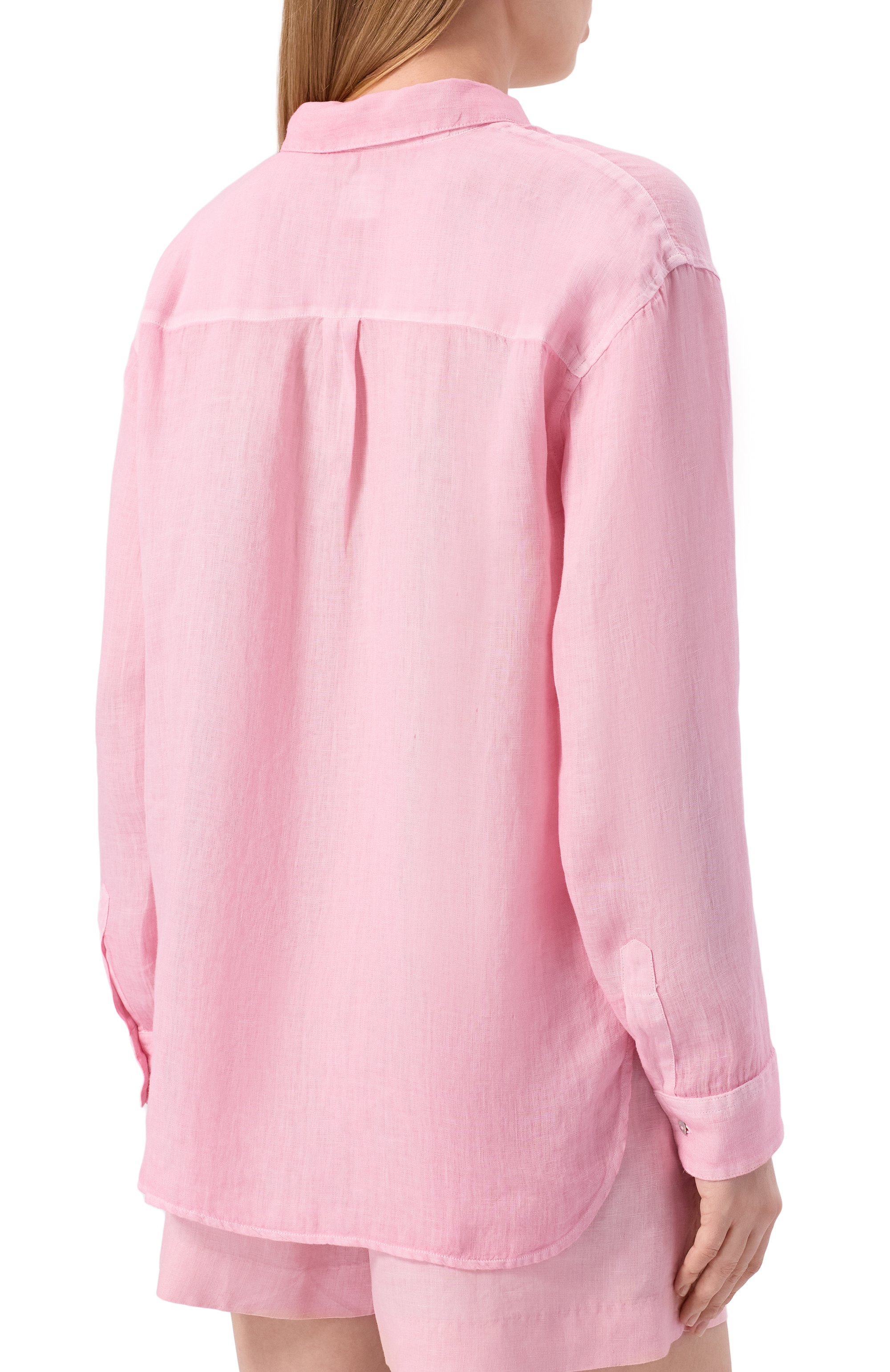 Льняная рубашка 120% LINO розового цвета по цене 32050 руб., арт. 33ALIW19GE/0000115_001, фото 4 Льняная рубашка 120% LINO, арт. 33ALIW19GE/0000115_001, фото 4