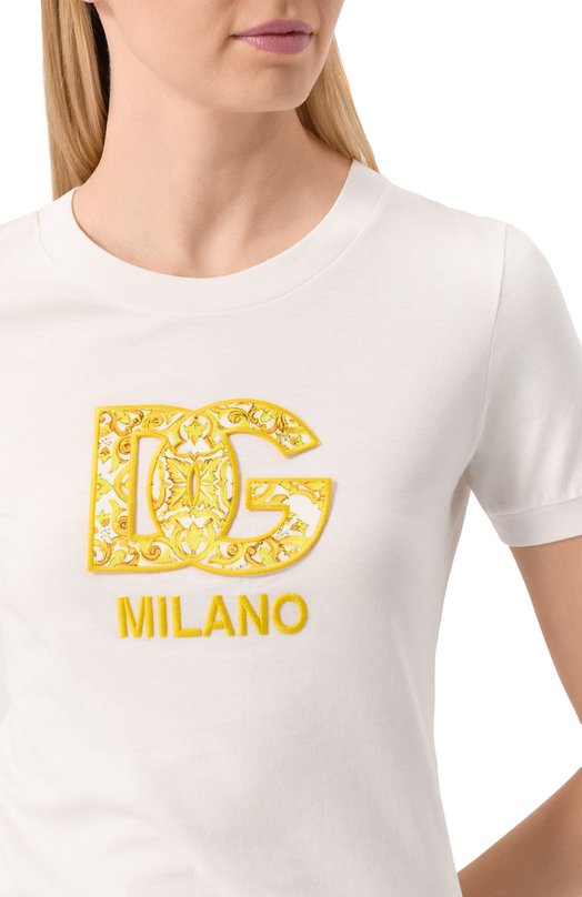 Хлопковая футболка Dolce & Gabbana F8N08Z/GDBVX Белый  F8N08Z/GDBVX Фото 5