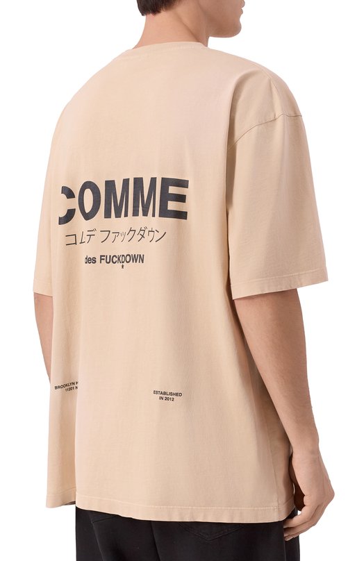 Хлопковая футболка Comme des Fuckdown CFABM01742 Бежевый  CFABM01742 Фото 4