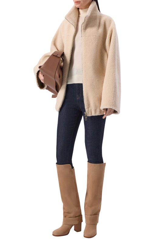 Замшевые сапоги Santoni WSNG71934HI2NIES Бежевый  WSNG71934HI2NIES Фото 3