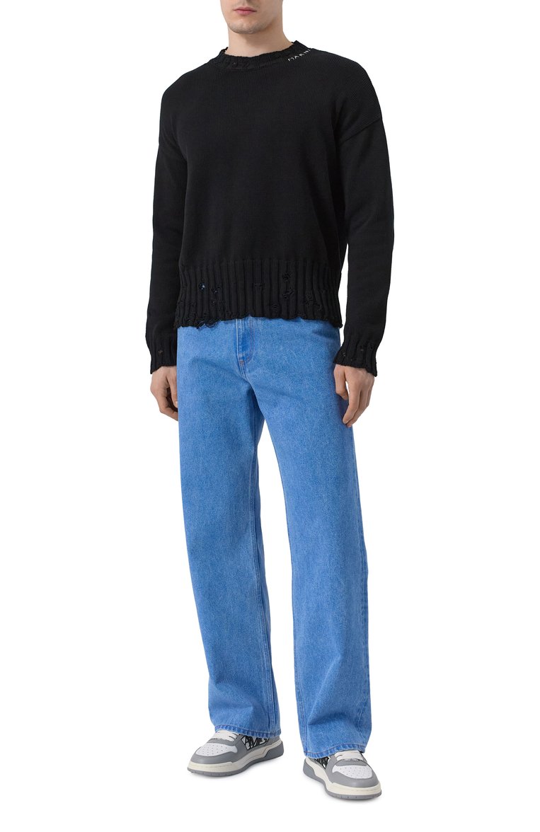 Мужские кожаные кеды classic AMIRI серого цвета, арт. AMF0SR1088 | Фото 2 (Подошва: Массивная; Материал внутренний: Текстиль; Материал внешний: Натуральная кожа; Материал утеплителя: Без утеплителя; Стили: Классический; Кросс-КТ: Низкие)