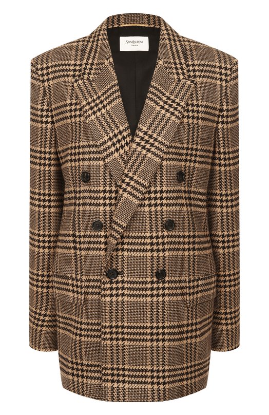 Жакет из шелка и кашемира Saint Laurent 837047/Y3J67 Бежевый 837047/Y3J67