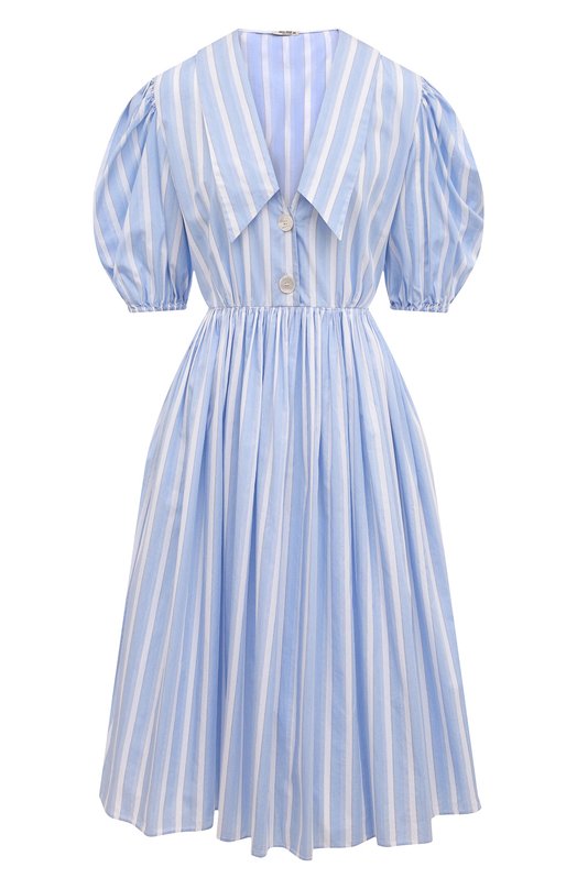 Хлопковое платье Miu Miu MF4381-1ZQJ-F0PCR Голубой MF4381-1ZQJ-F0PCR