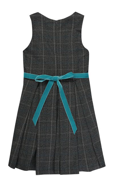 Шерстяное платье в клетку с защипами и поясом CAF, арт. 309-SP/CINTURA BLU C0ME QUADRETT0/6A-8A, фото 2