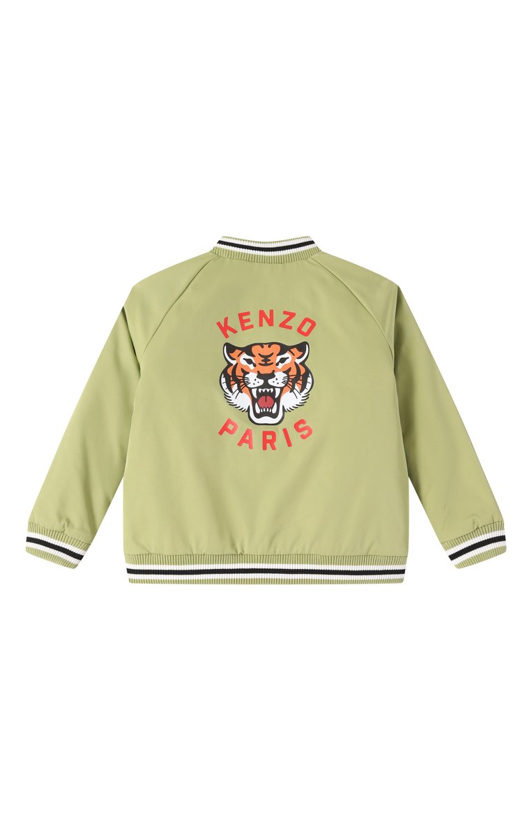 Детского утепленный бомбер KENZO салатового цвета, арт. K61171 | Фото 2 (Материал сплава: Проставлено; Материал подклада: Синтетический материал; Драгоценные камни: Проставлено; Кросс-КТ: Демисезон, бомбер; Рукава: Длинные; Материал внешний: Синтетический материал; Ростовка одежда: 5 лет | 110 см, 12 лет | 152 см, 4 года | 104 см, 3 года | 98 см, 7 лет | 122 см, 9 лет | 134 см)