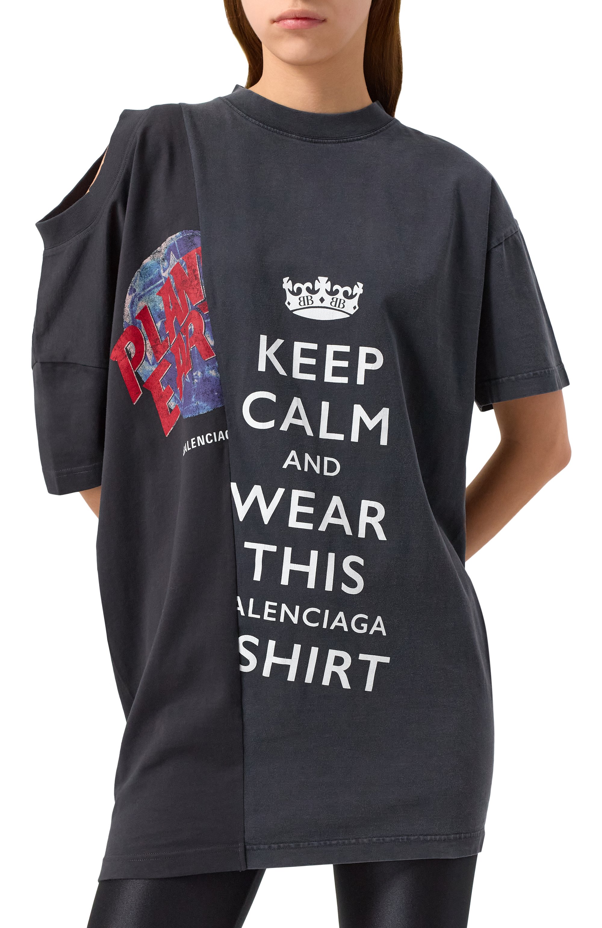Хлопковая футболка BALENCIAGA серого цвета по цене 141500 руб., арт. 808414/TRVH8, фото 3 Хлопковая футболка BALENCIAGA, арт. 808414/TRVH8, фото 3
