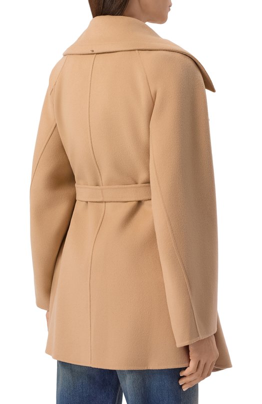 Шерстяное пальто Sportmax SPXPAGINE Бежевый  SPXPAGINE Фото 4