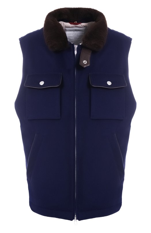 Шерстяной жилет Brunello Cucinelli MM4701646 Синий MM4701646