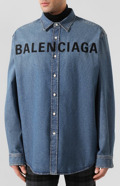 Джинсовая рубашка BALENCIAGA синего цвета по цене 55100 руб., арт. 600280/TYE24, фото 3 Джинсовая рубашка BALENCIAGA, арт. 600280/TYE24, фото 3