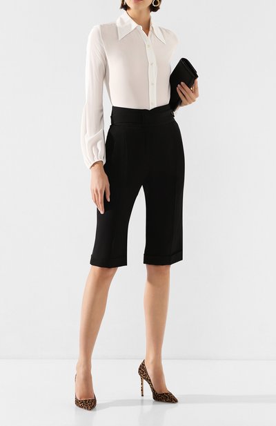 Шерстяные шорты SAINT LAURENT черного цвета по цене 134500 руб., арт. 616211/Y512W, фото 2 Шерстяные шорты SAINT LAURENT, арт. 616211/Y512W, фото 2