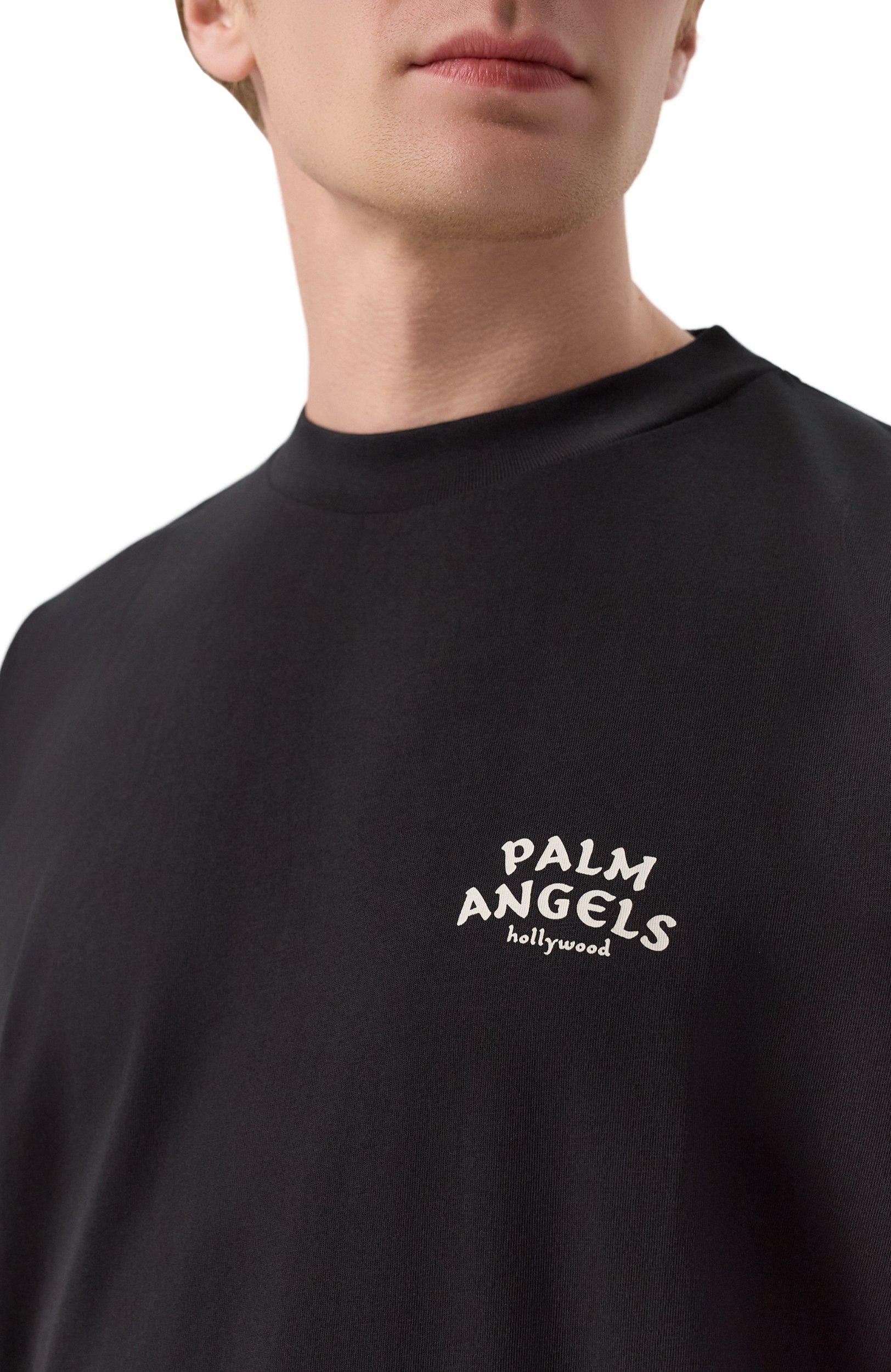 Хлопковая футболка PALM ANGELS черного цвета по цене 33950 руб., арт. PAMAA005JR003, фото 5 Хлопковая футболка PALM ANGELS, арт. PAMAA005JR003, фото 5