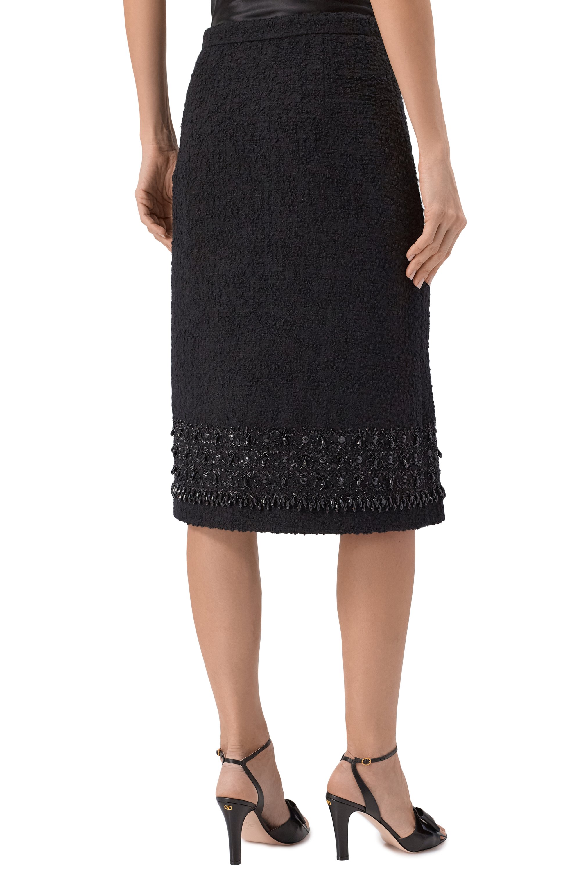 Шерстяная юбка VALENTINO черного цвета по цене 542500 руб., арт. 8B3RAEE5/9VM, фото 4 Шерстяная юбка VALENTINO, арт. 8B3RAEE5/9VM, фото 4