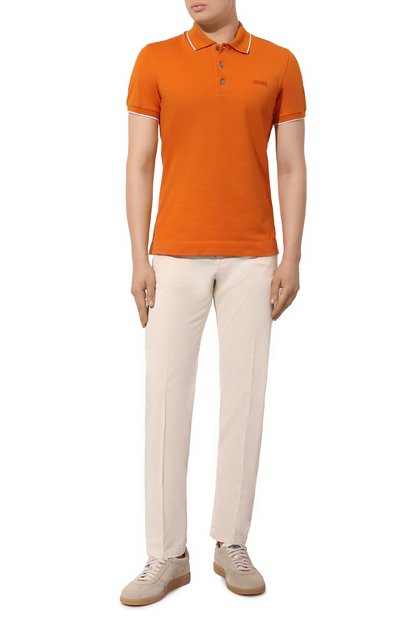 Хлопковое поло ZEGNA оранжевого цвета по цене 49950 руб., арт. UD358A7/D746, фото 2 Хлопковое поло ZEGNA, арт. UD358A7/D746, фото 2