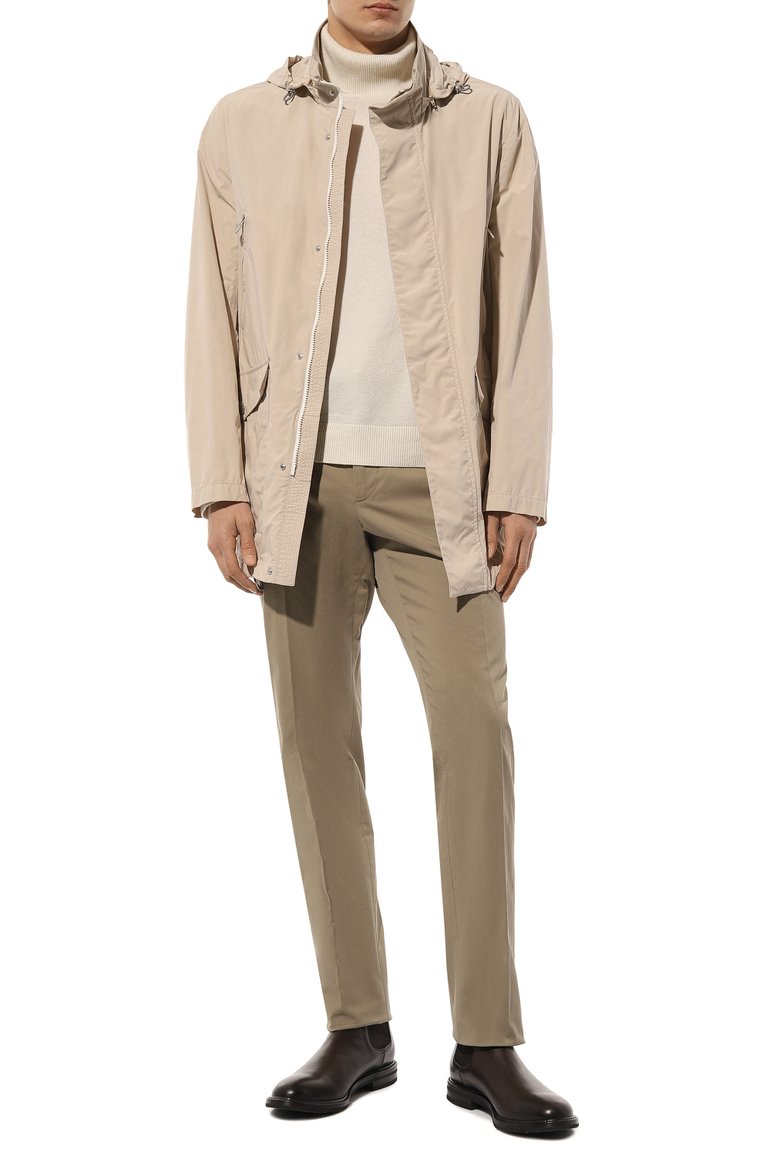 Мужская куртка BRUNELLO CUCINELLI бежевого цвета, арт. MD4796170 | Фото 2 (Рукава: Длинные; Материал внешний: Синтетический материал; Длина (верхняя одежда): До середины бедра; Кросс-КТ: Куртка, Ветровки, Легкие; Стили: Кэжуэл)