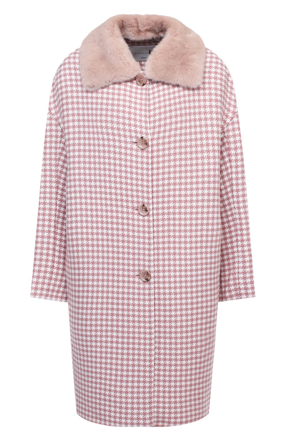 Пальто с меховой отделкой MANZONI24 розового цвета по цене 163500 руб., арт. 20M707-PDP4V/38-46, фото 1 Пальто с меховой отделкой MANZONI24, арт. 20M707-PDP4V/38-46, фото 1