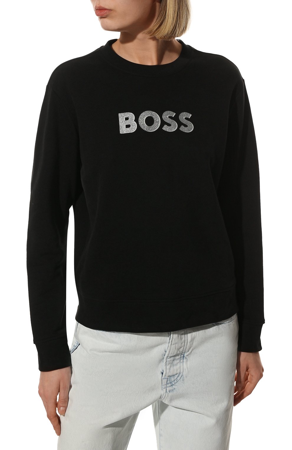 Хлопковый свитшот BOSS черного цвета по цене 9785 руб., арт. 50472913, фото 3 Хлопковый свитшот BOSS, арт. 50472913, фото 3