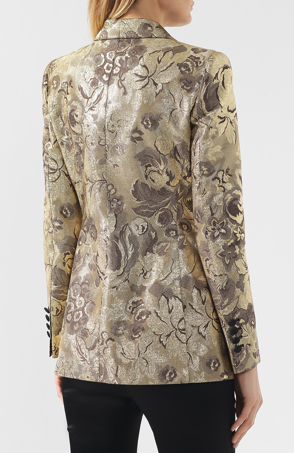 Женский золотой жаккардовый жакет DOLCE & GABBANA купить в