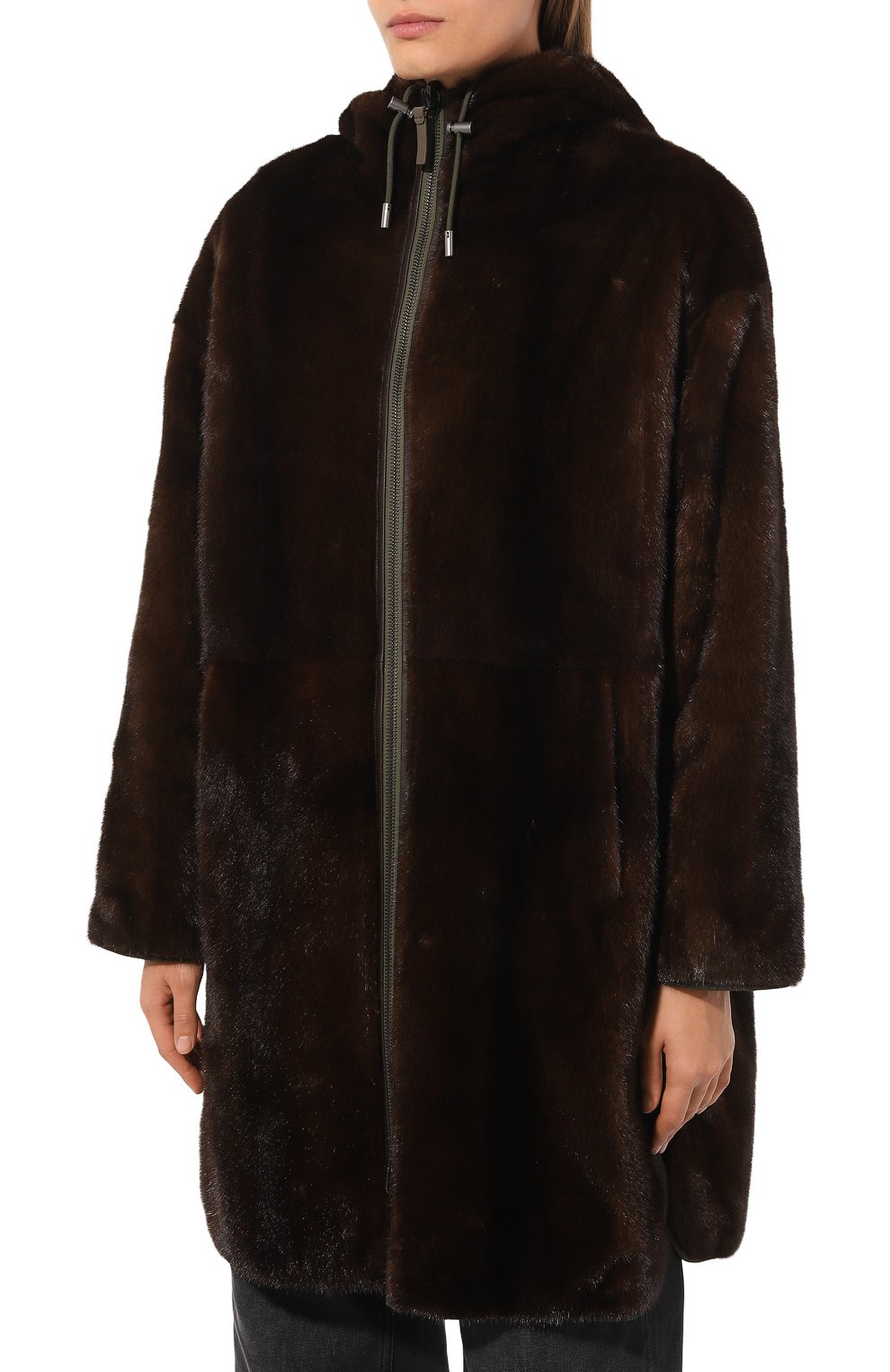 Двусторонняя парка с подкладкой из норки YVES SALOMON хаки цвета по цене 1630000 руб., арт. 24WFM06693A22X, фото 6 Двусторонняя парка с подкладкой из норки YVES SALOMON, арт. 24WFM06693A22X, фото 6