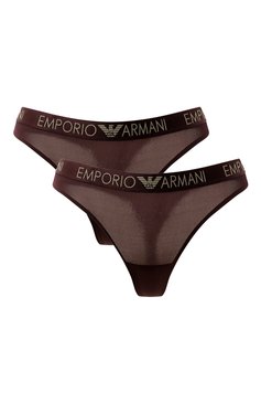 Женские комплект из двух трусов EMPORIO ARMANI бордового цвета, арт. 163333/4F235 | Фото 1 (Нос: Не проставлено; Материал сплава: Проставлено; Материал внешний: Синтетический материал)
