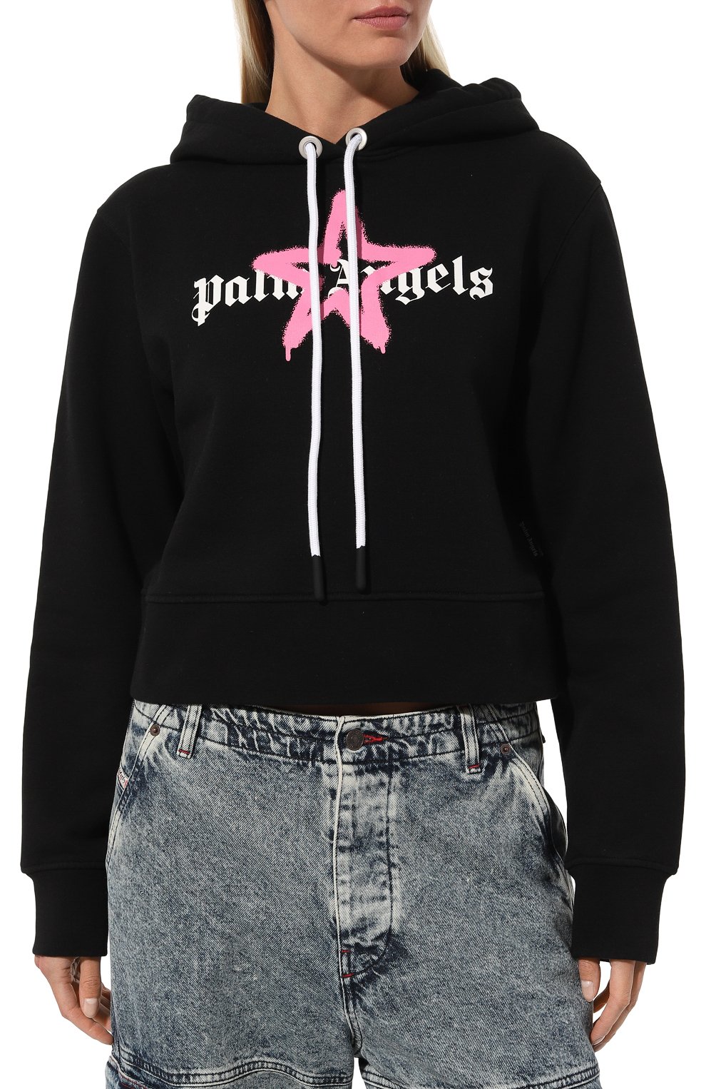 Хлопковое худи PALM ANGELS черного цвета по цене 57350 руб., арт. PWBB022C99FLE0031030, фото 3 Хлопковое худи PALM ANGELS, арт. PWBB022C99FLE0031030, фото 3