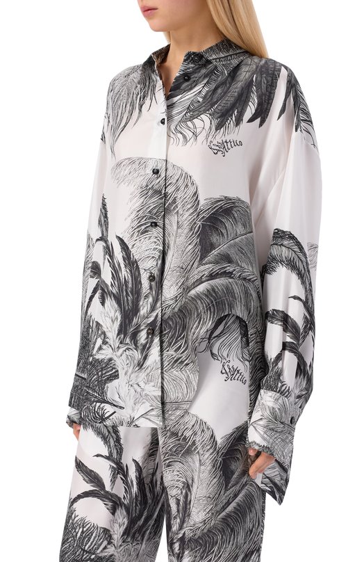 Шелковая рубашка The Attico 260WCH00004/SSS025PR Чёрно-белый  260WCH00004/SSS025PR Фото 3