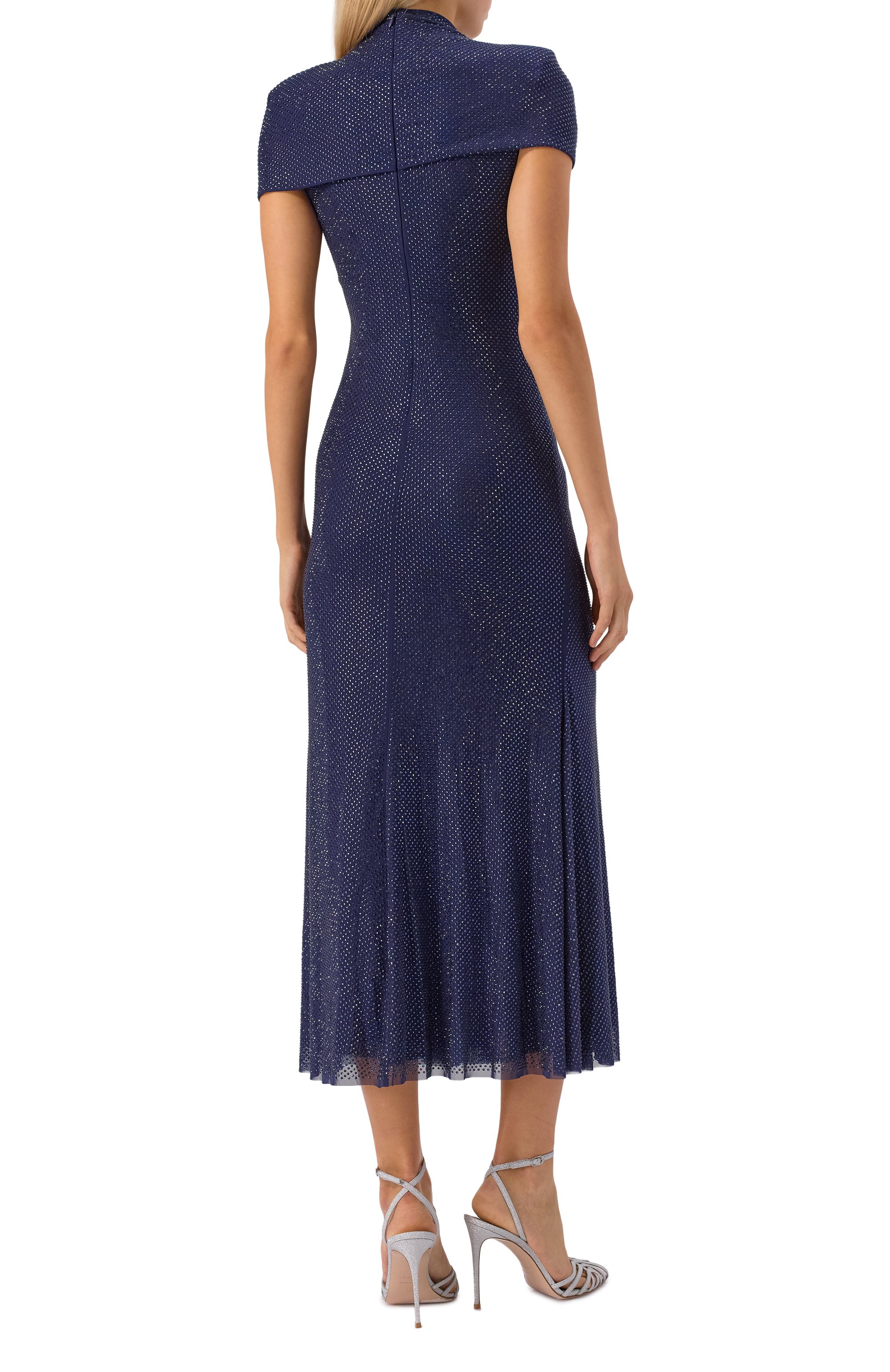 Платье с отделкой стразами SELF-PORTRAIT синего цвета по цене 92500 руб., арт. AW25142MN, фото 3 Платье с отделкой стразами SELF-PORTRAIT, арт. AW25142MN, фото 3