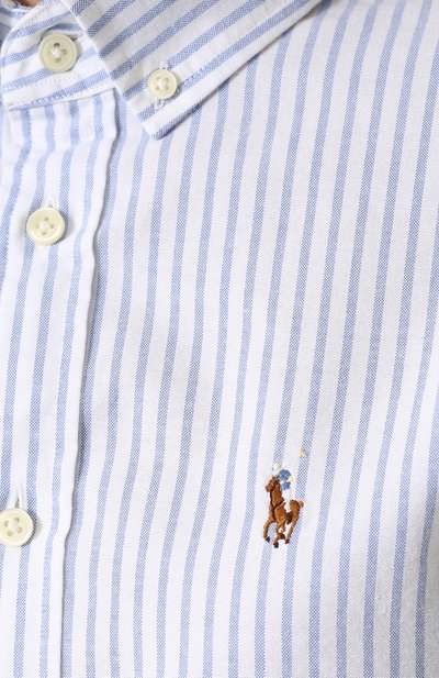 Приталенная хлопковая блуза в полоску POLO RALPH LAUREN голубого цвета по цене 13200 руб., арт. 211642479, фото 5 Приталенная хлопковая блуза в полоску POLO RALPH LAUREN, арт. 211642479, фото 5