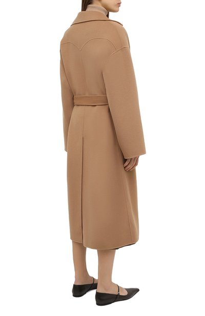 Шерстяное пальто NANUSHKA, арт. ALAM0_CAMEL_D0UBLE W00L SILK BLEND, фото 4