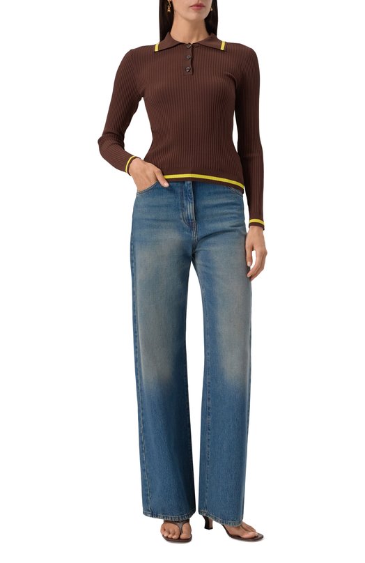 Поло из вискозы M05CH1NO Jeans J0911/8201 Коричневый  J0911/8201 Фото 2