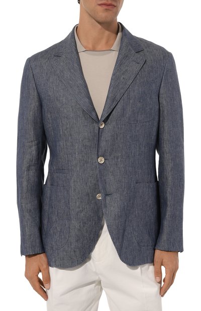 Льняной пиджак BRUNELLO CUCINELLI синего цвета по цене 327000 руб., арт. MS4987BND, фото 5 Льняной пиджак BRUNELLO CUCINELLI, арт. MS4987BND, фото 5