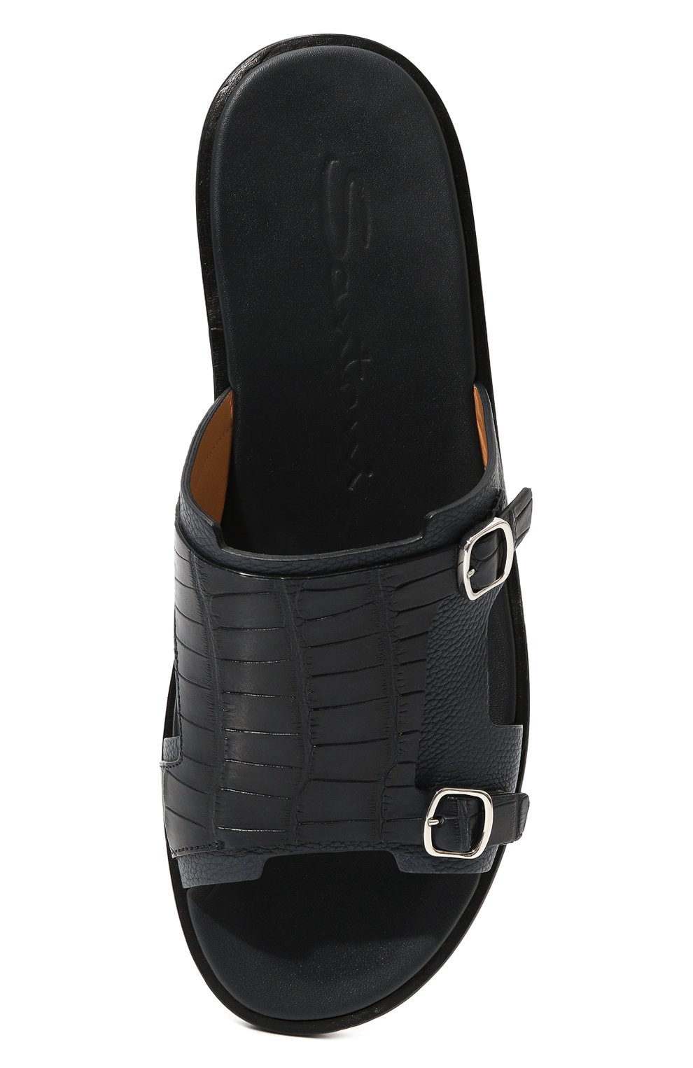 Шлепанцы из кожи аллигатора SANTONI, арт. MCEG16723HC6VNEBN51/AMIS, фото 6