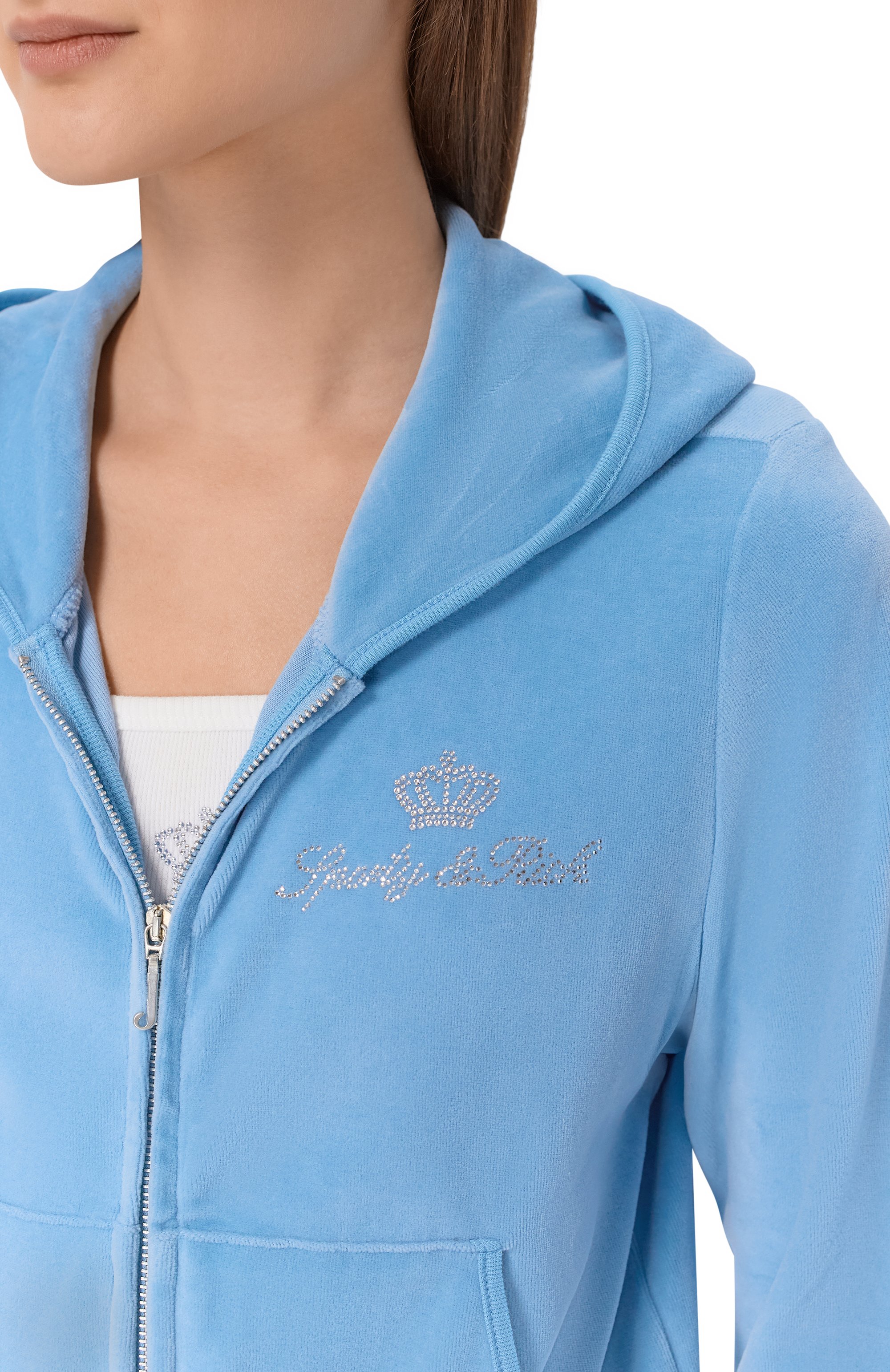 Хлопковая толстовка SPORTY AND RICH, арт. CA046716689BL50/JUICY SCRIPT VEL0UR ZIP H00DIE, фото 5