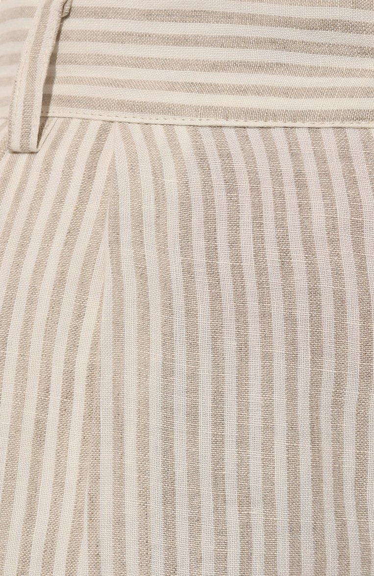 Женские льняные шорты FORTE DEI MARMI COUTURE бежевого цвета, арт. 24SF1805 STRIPED LINEN SH0RT WITH STRIPES | Фото 5 (Материал внешний: Лен; Длина Ж (юбки, платья, шорты): Мини; Стили: Кэжуэл; Автоматизация состава: Проставлено; Автоматизация ТО: Проставлено)