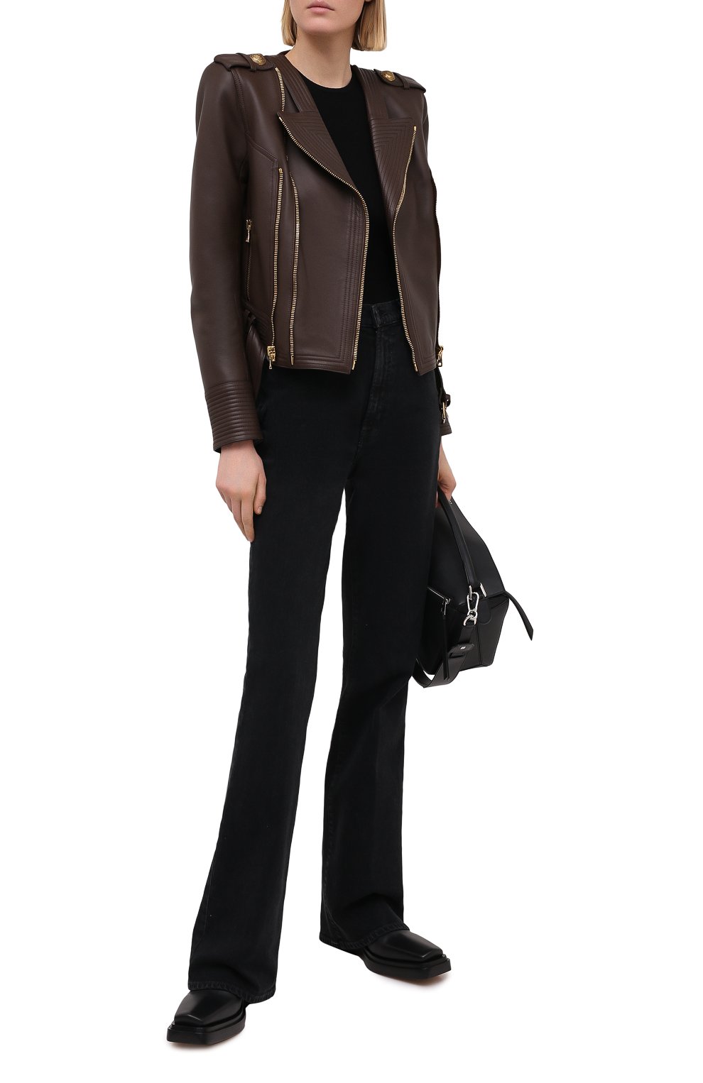 Кожаная куртка BALMAIN темно-коричневого цвета по цене 238500 руб., арт. UF08253/L069, фото 2 Кожаная куртка BALMAIN, арт. UF08253/L069, фото 2