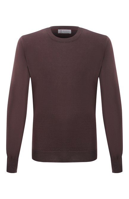 Мужской хлопковый джемпер BRUNELLO CUCINELLI темно-кори�чневого цвета, арт. M2900100 | Фото 1 (Материал сплава: Проставлено; Рукава: Длинные; Драгоценные камни: Проставлено; Длина (для топов): Стандартные; Материал внешний: Хлопок)