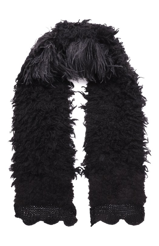 Шерстяной шарф Ann Demeulemeester B0013611/KN082 Чёрный B0013611/KN082