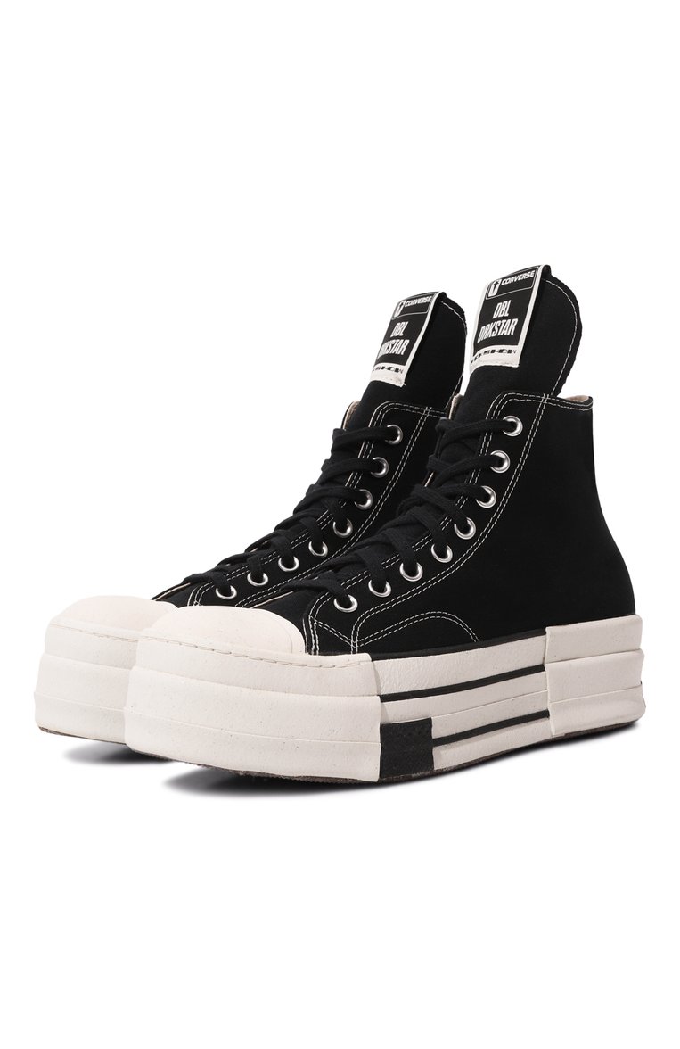 Мужские текстильные кеды converse x rick owens DRKSHDW черного цвета, арт. DC02CX954/A04R1 | Фото 1 (Материал внешний: Текстиль; Стили: Гранж; Материал сплава: Проставлено; Материал утеплителя: Без утеплителя; Материал внутренний: Текстиль; Подошва: Массивная; Драгоценные камни: Проставлено)