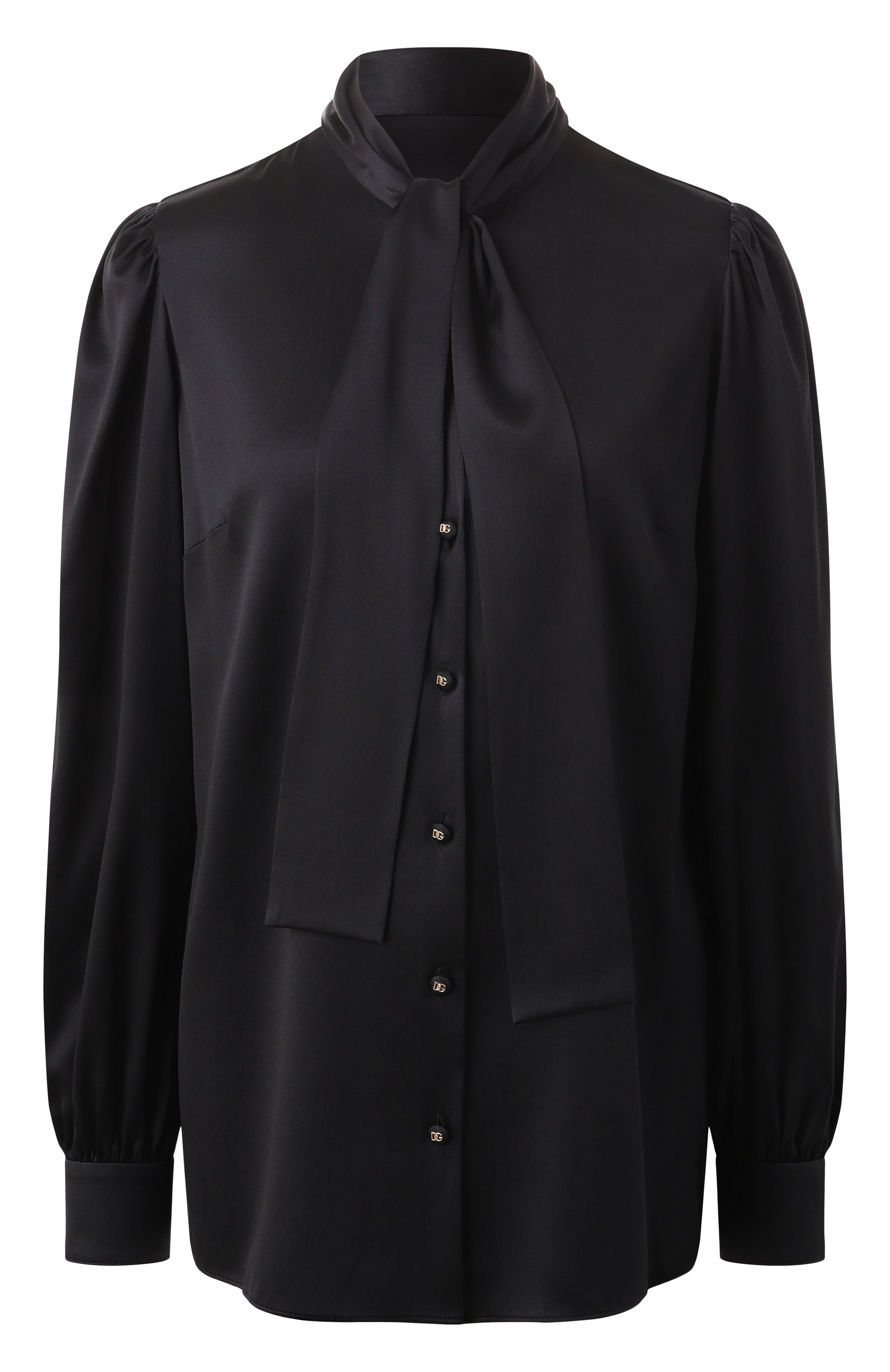 Атласная блузка DOLCE & GABBANA черного цвета по цене 222000 руб., арт. F5P98T/FURAG, фото 1 Атласная блузка DOLCE & GABBANA, арт. F5P98T/FURAG, фото 1