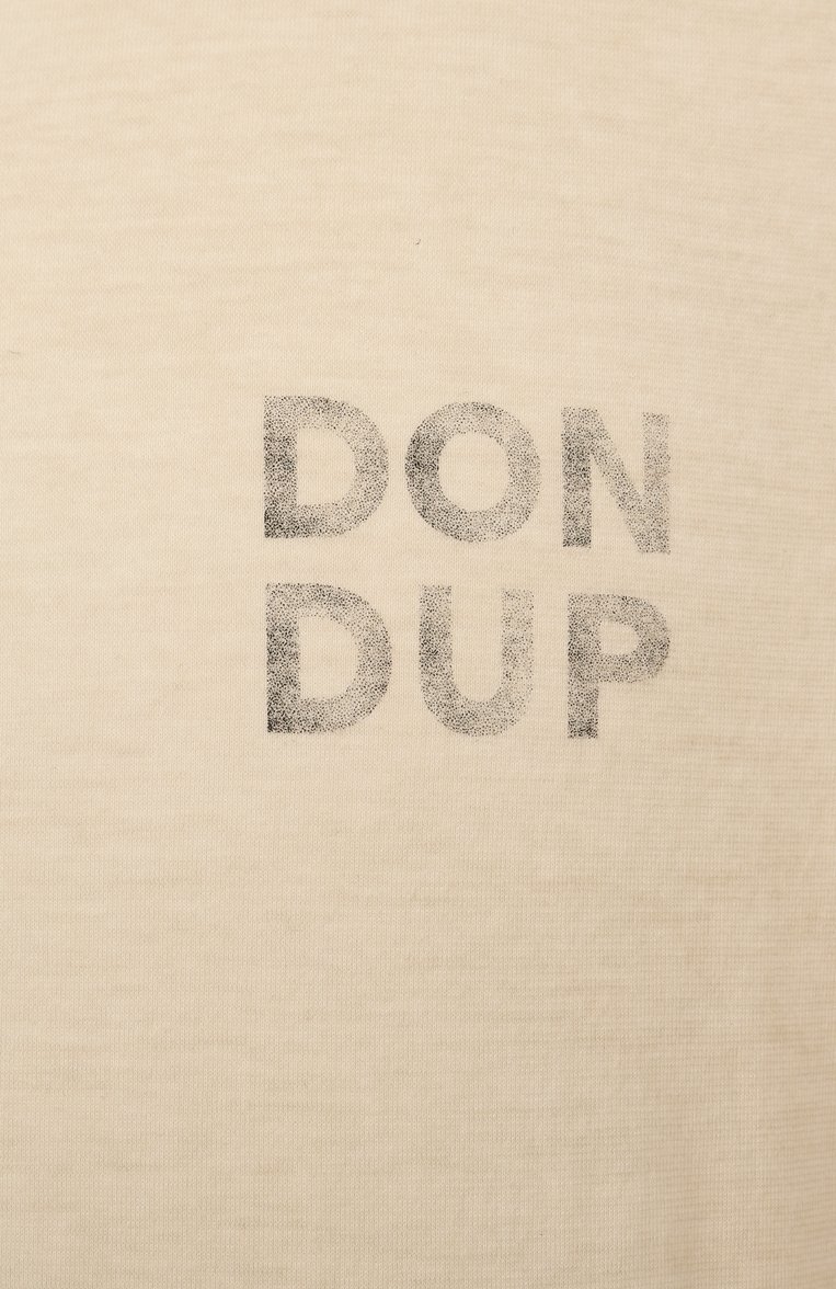 Мужская хлопковая футболка DONDUP светло-бежевого цвета, арт. US198/JF0355U-IT7 | Фото 6 (Длина (для топов): Стандартные; Материал внешний: Хлопок; Рукава: Короткие; Стили: Кэжуэл; Принт: С принтом; Мужское Кросс-КТ: Футболка-одежда; Кросс-КТ: Джерси)