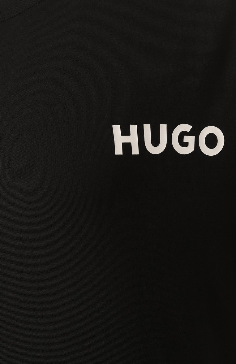 Женская футболка из вискозы HUGO черного цвета, арт. 50490707 | Фото 6 (Материал внешний: Вискоза; Нос: Не проставлено)
