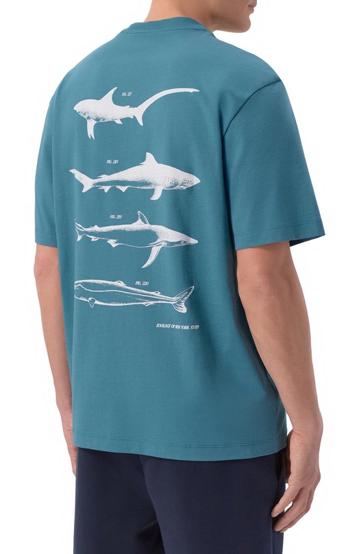 Хлопковая футболка HUGO Blue 50554370 Голубой  50554370 Фото 4