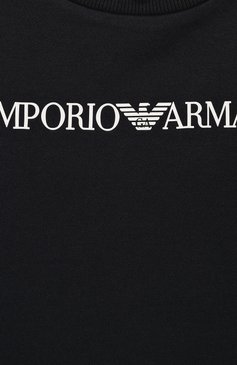 Детский свитшот EMPORIO ARMANI темно-синего цвета, арт. 8N4MR6/1JRIZ | Фото 3 (Рукава: Длинные; Материал внешний: Синтетический материал, Хлопок; Материал сплава: Проставлено; Драгоценные камни: Проставлено; Мальчики Кросс-КТ: Свитшот-одежда)