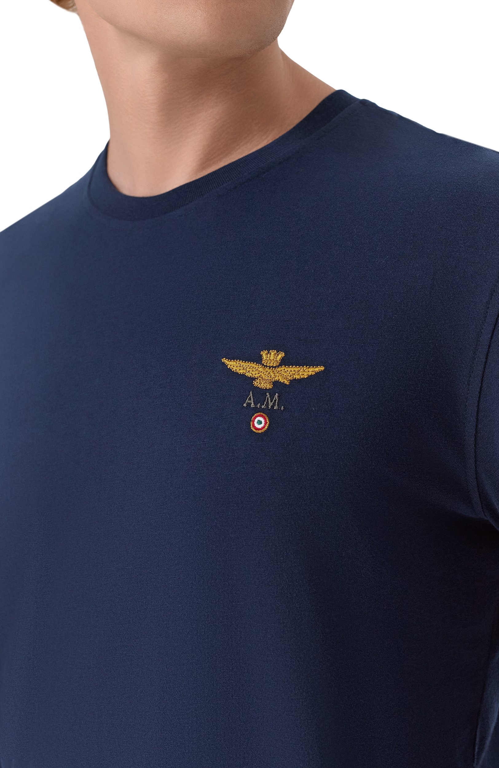 Хлопковый лонгслив AERONAUTICA MILITARE темно-синего цвета по цене 7160 руб., арт. TS2390U/J00372, фото 5 Хлопковый лонгслив AERONAUTICA MILITARE, арт. TS2390U/J00372, фото 5