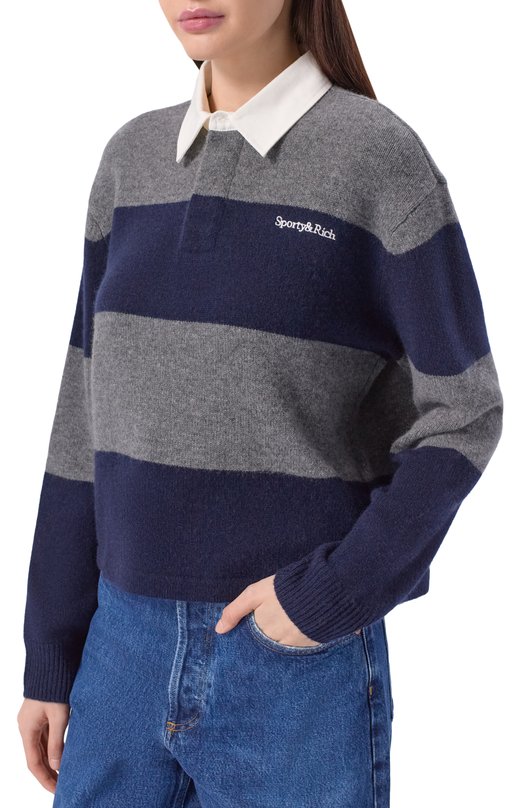Поло из кашемира и шерсти Sporty and Rich WS08062300GY23 Разноцветный  WS08062300GY23 Фото 3