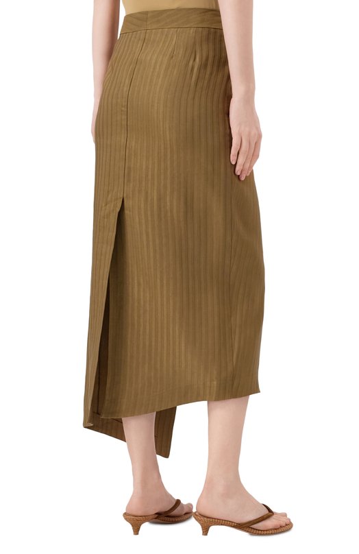 Юбка изо льна и вискозы Petar Petrov S26TR2 Хаки  S26TR2 Фото 4