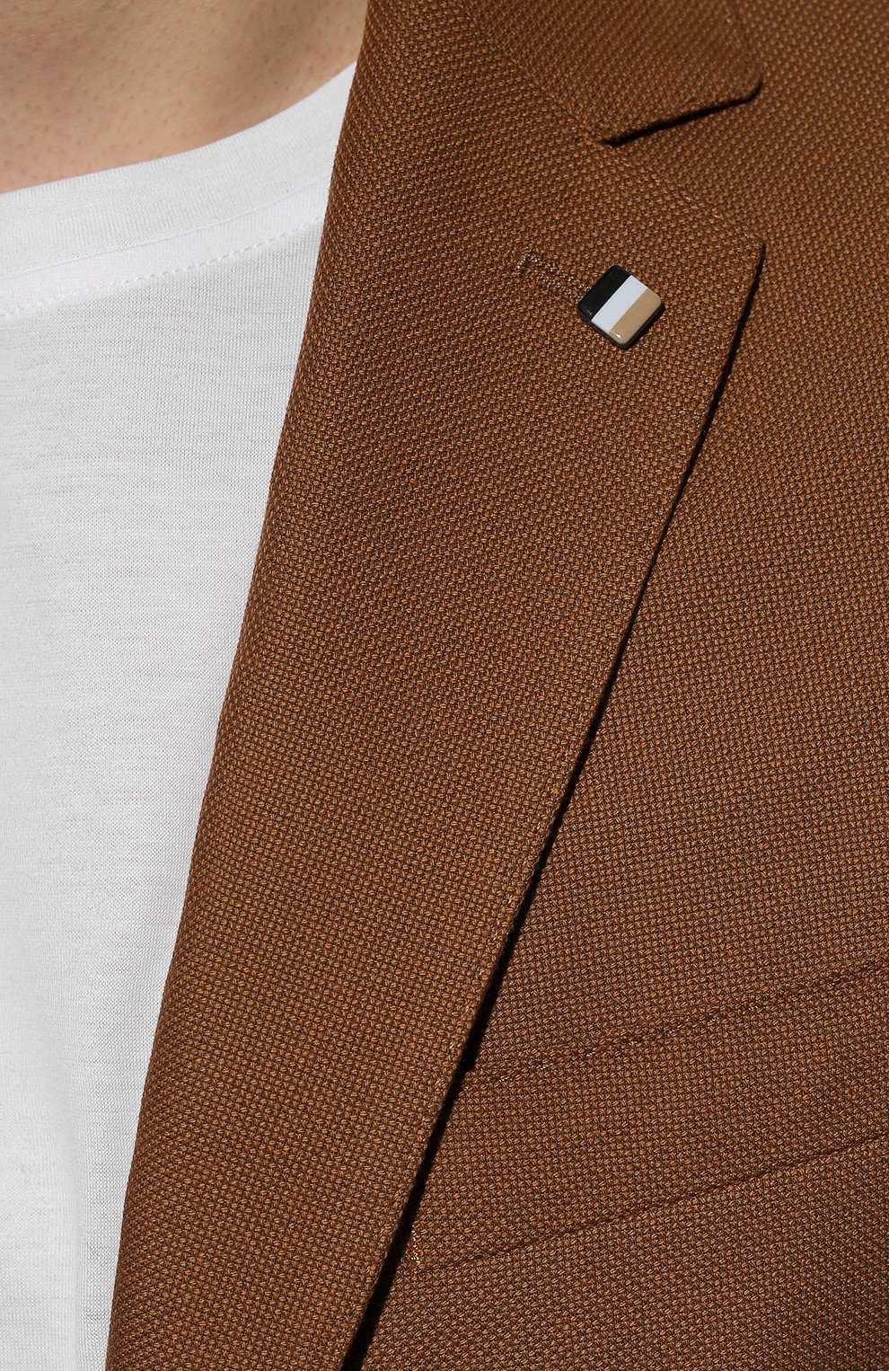 Хлопковый пиджак BOSS коричневого цвета по цене 51550 руб., арт. 50468918, фото 5 Хлопковый пиджак BOSS, арт. 50468918, фото 5