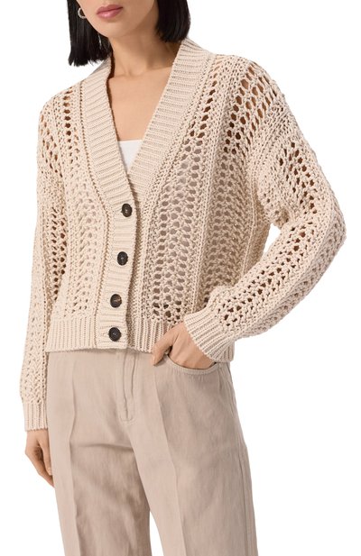 Хлопковый кардиган BRUNELLO CUCINELLI бежевого цвета по цене 208500 руб., арт. M8E389106, фото 3 Хлопковый кардиган BRUNELLO CUCINELLI, арт. M8E389106, фото 3