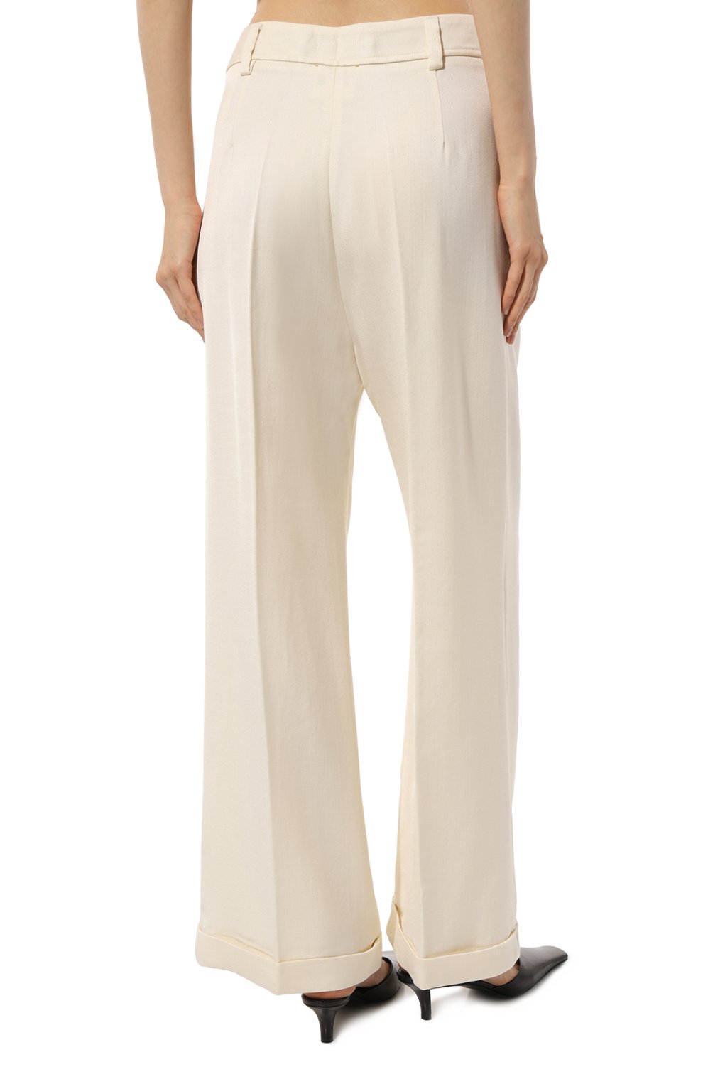 Брюки из вискозы и кашемира FORTE_FORTE кремового цвета по цене 47650 руб., арт. 10632, фото 4 Брюки из вискозы и кашемира FORTE_FORTE, арт. 10632, фото 4