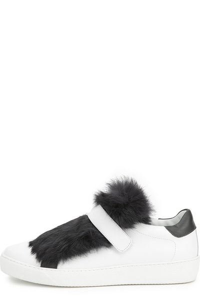 Кожаные кеды с меховой отделкой MONCLER, арт. B2-09A-20160-00-07475, фото 1