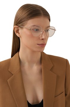 Женские оправа ALEXANDER MCQUEEN золотого цвета, арт. AM0369 003 | Фото 2 (Тип очков: Оправа; Материал: Металл; Нос: Не проставлено; Региональные ограничения белый список (Axapta Mercury): Не проставлено; Оптика Гендер: оптика-женское; Очки форма: Круглые)